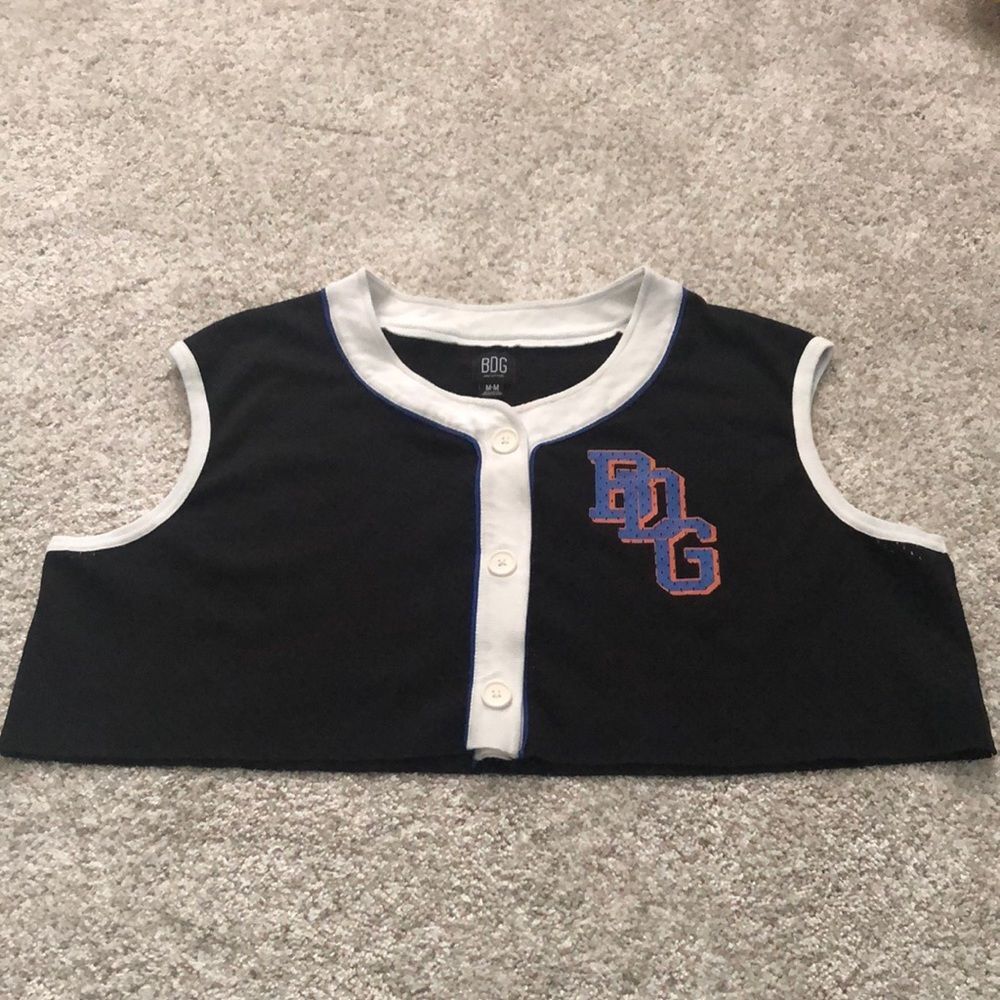 urban outfitters BDG crop mesh vest button open front top, size medium